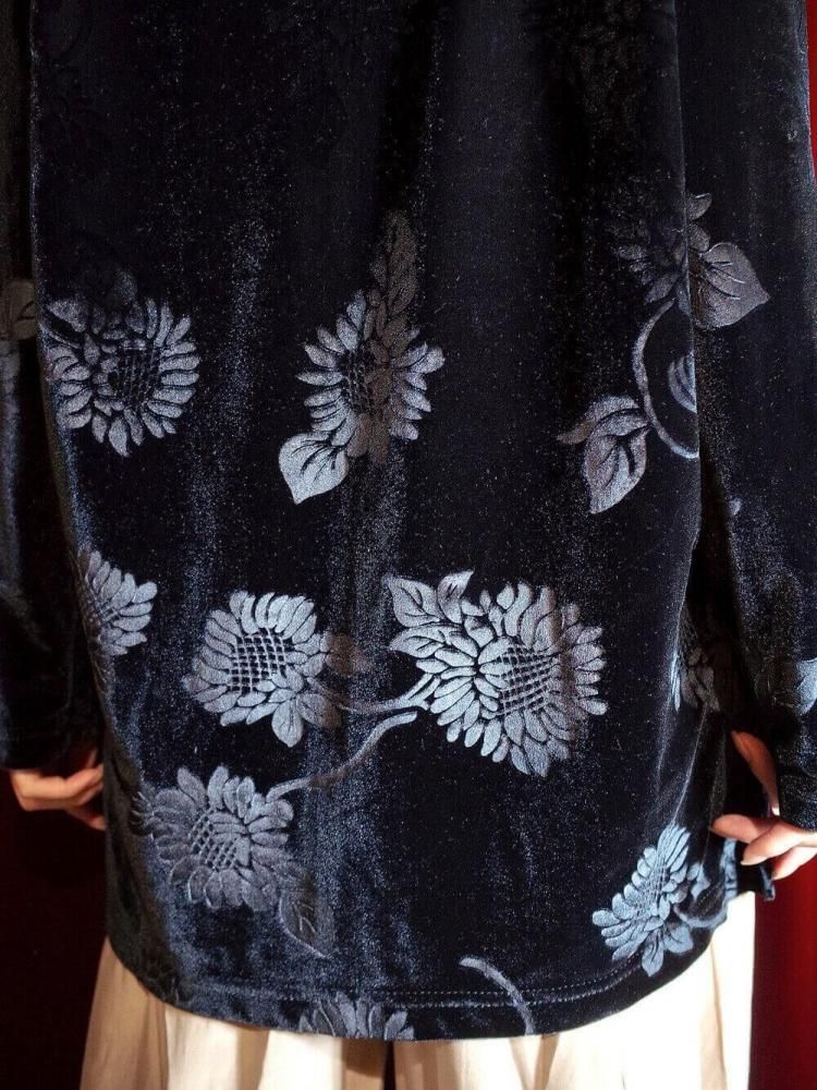 Black Floral Velvet Cut Sewn