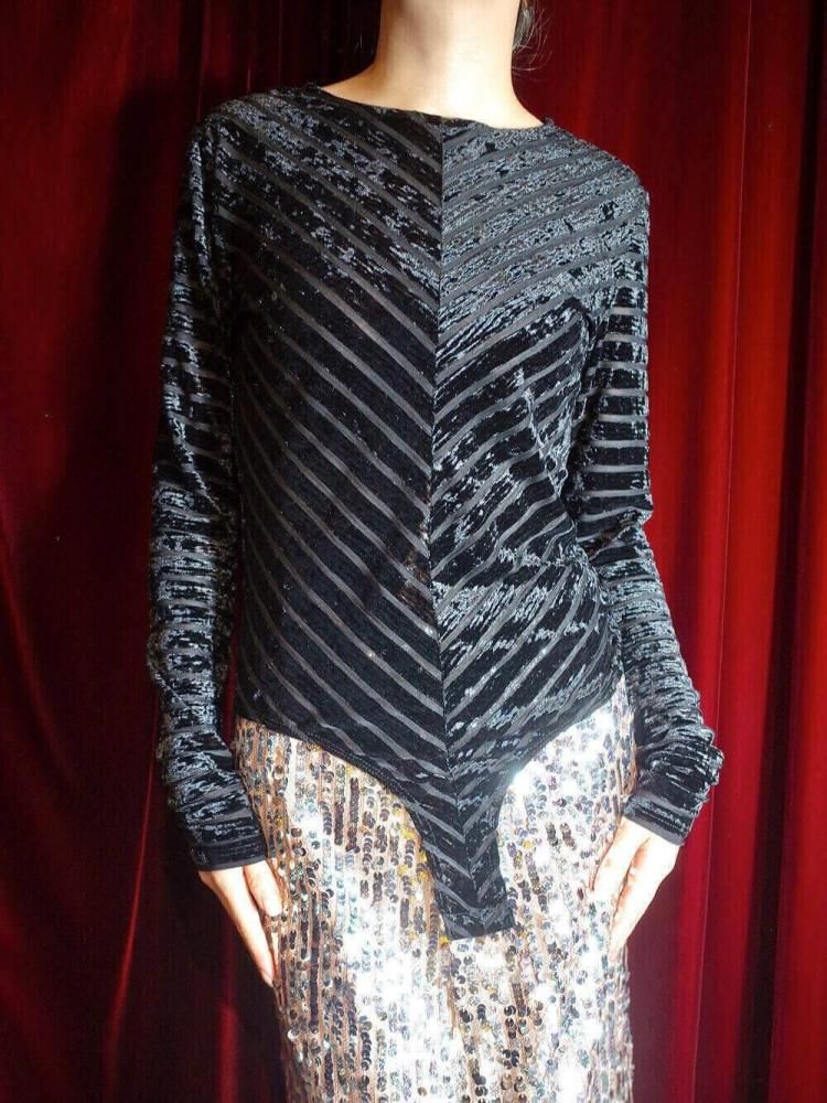 Geometric Velvet & Sheer Body Suit