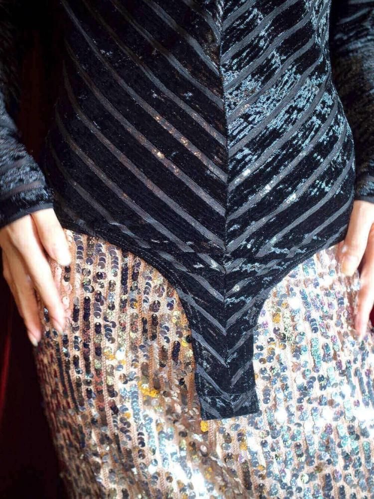 Geometric Velvet & Sheer Body Suit