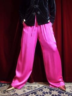 Pink Rayon Satin Wide Pants