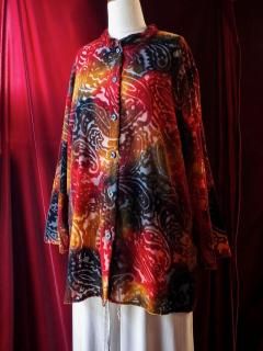 Gradation Paisley Velvet  Sheer China Shirt