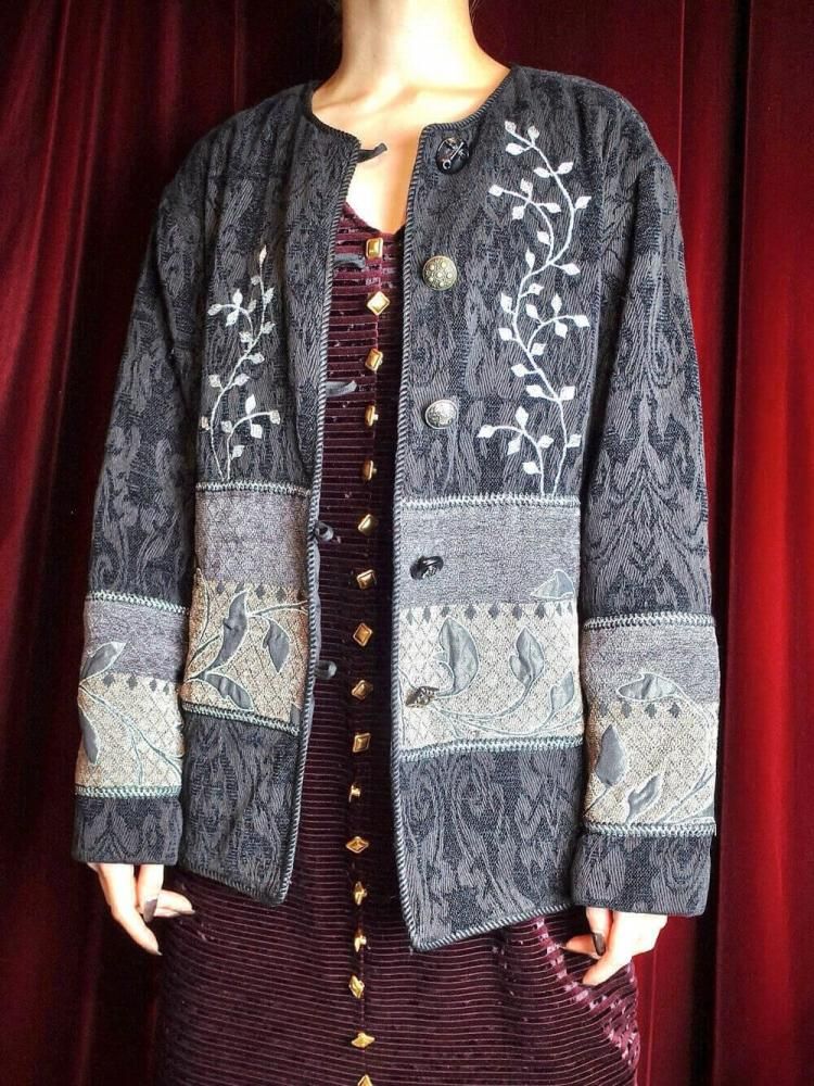 "Embroidery & Custom Buttons" Arabesque Gobelin Jacket