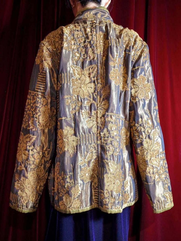 Shine Bronze  Matte Gold Mao Collar Gobelin Jacket Reversible