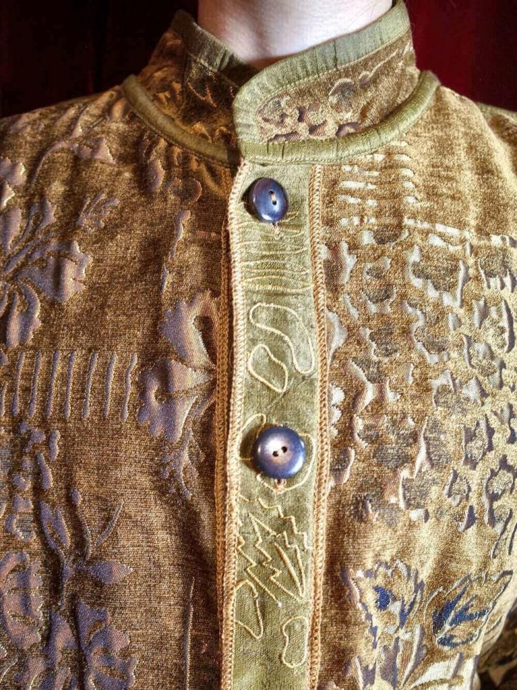 Shine Bronze  Matte Gold Mao Collar Gobelin Jacket Reversible
