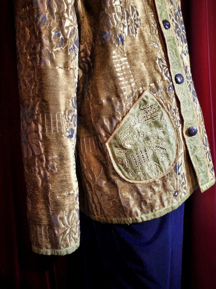 Shine Bronze  Matte Gold Mao Collar Gobelin Jacket Reversible