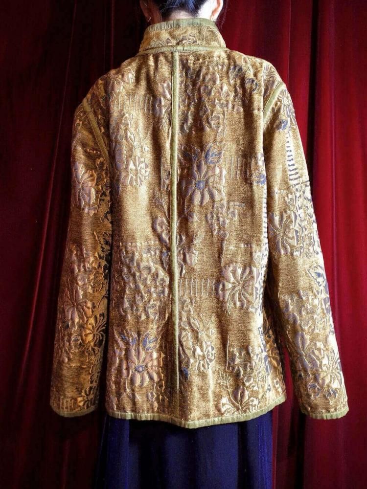 Shine Bronze  Matte Gold Mao Collar Gobelin Jacket Reversible