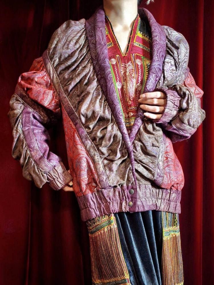 Archive "roberto cavalli / ٥ȥ" Made in ITALY All Paisley Leather Shirring Blouson