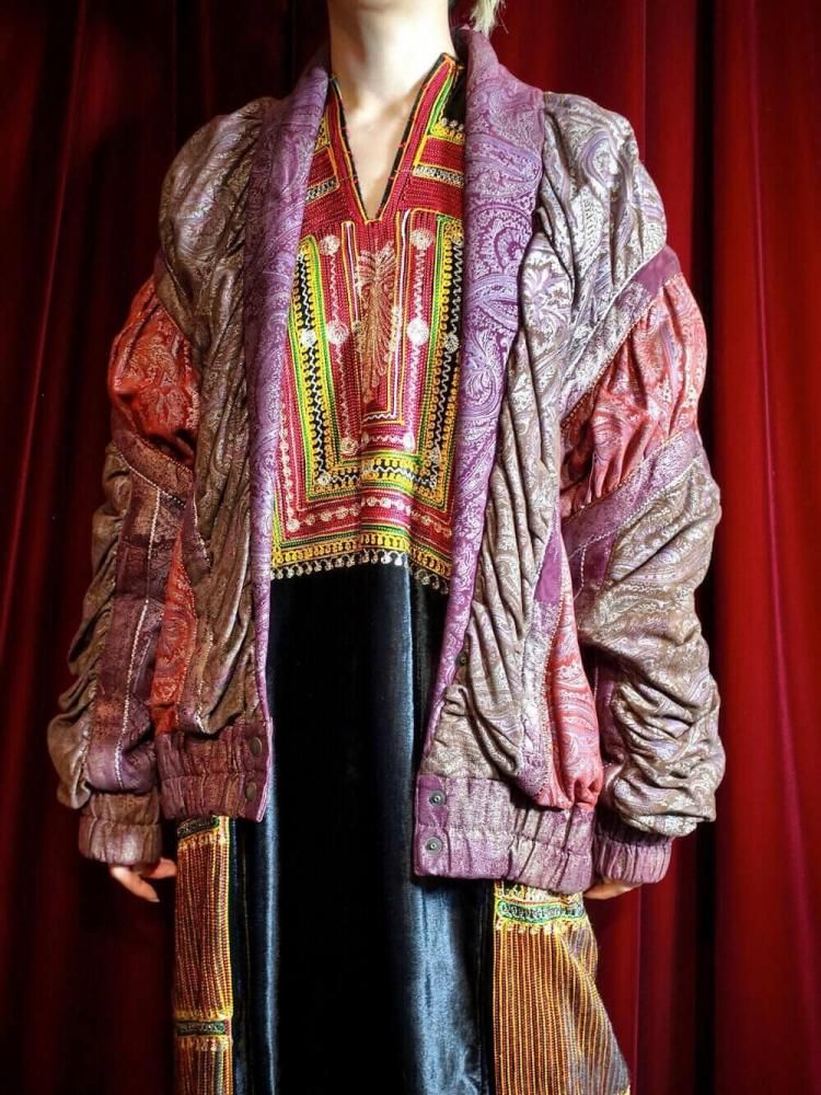 Archive "roberto cavalli / ٥ȥ" Made in ITALY All Paisley Leather Shirring Blouson