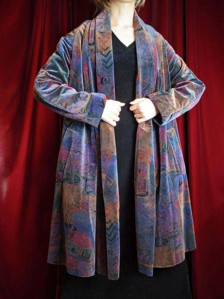 Abstract Art Cotton Velvet Coat