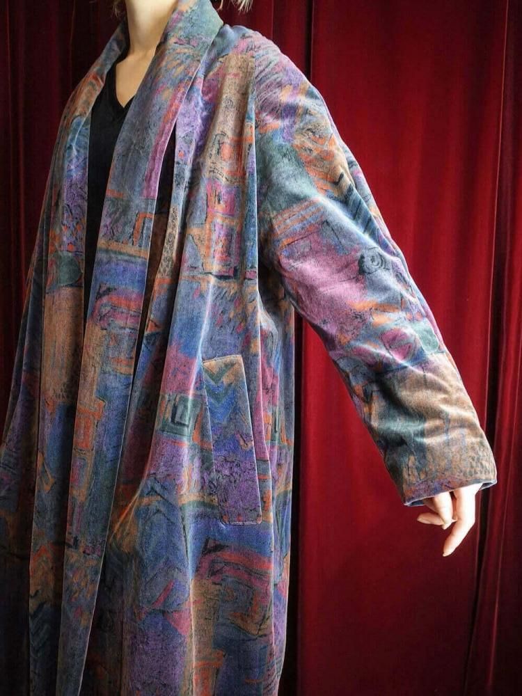 Abstract Art Cotton Velvet Coat