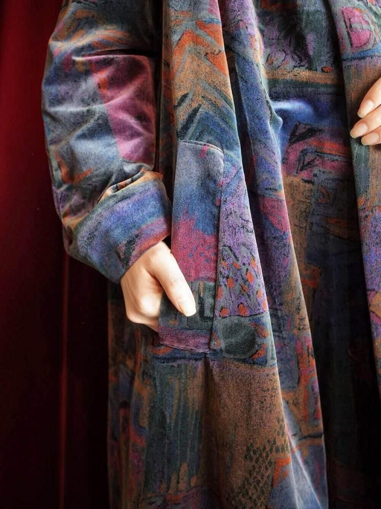 Abstract Art Cotton Velvet Coat