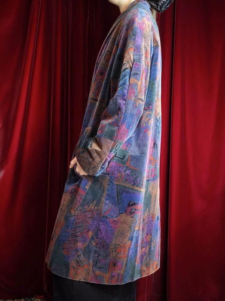 Abstract Art Cotton Velvet Coat