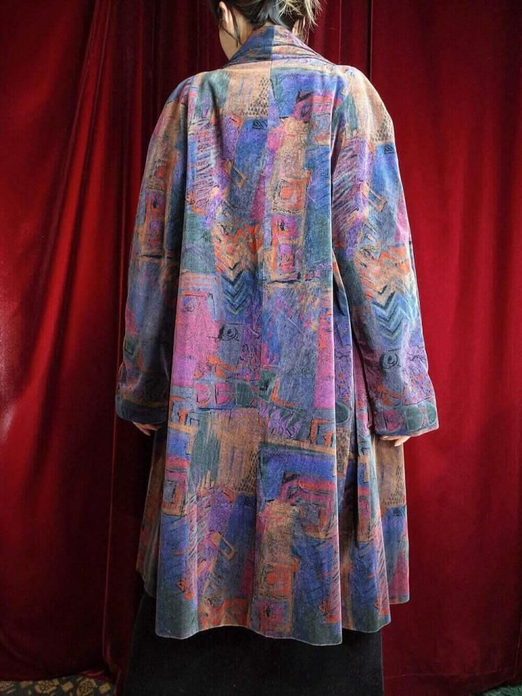 Abstract Art Cotton Velvet Coat