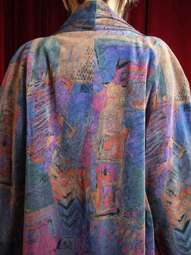 Abstract Art Cotton Velvet Coat