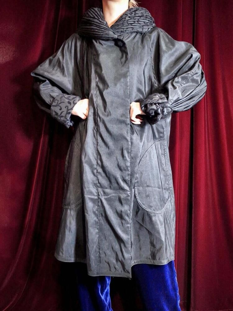 Arabesque Gather Big Hoodie Coat Reversible