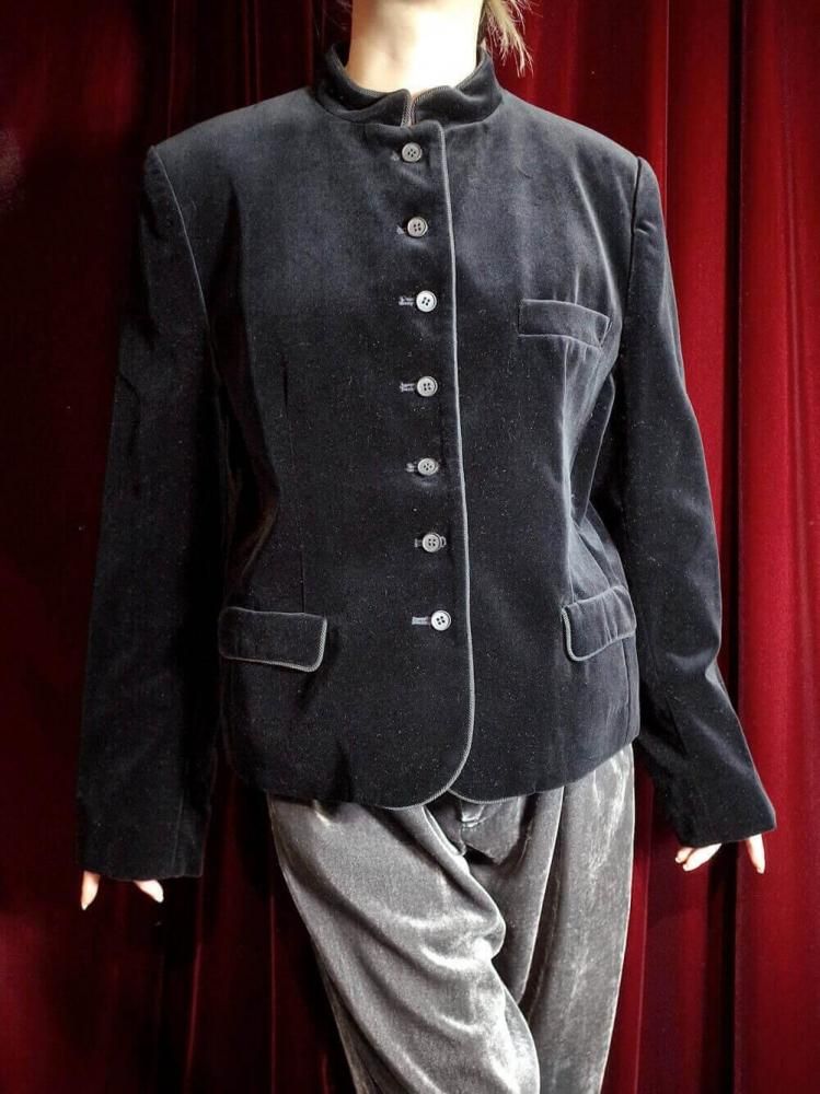 Black Velvet Mao Collar China Style Jacket