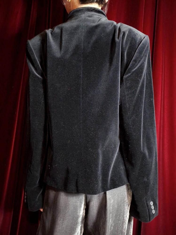 Black Velvet Mao Collar China Style Jacket