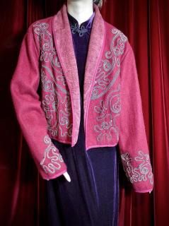 Code Embroidery Bordeaux Short Length Jacket