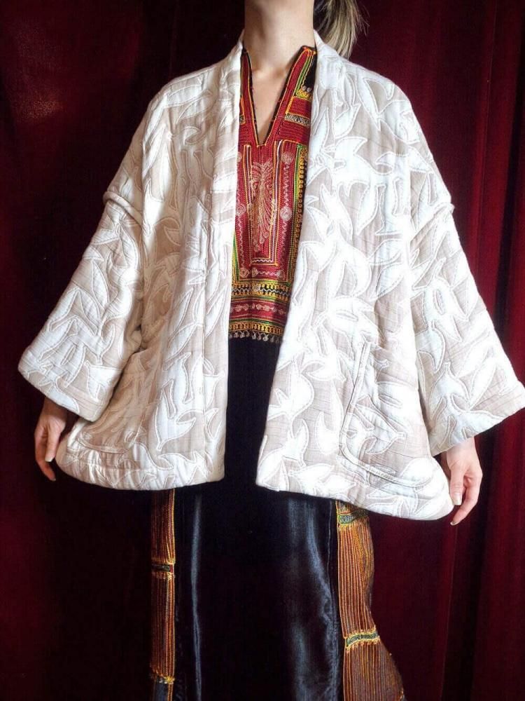 Ecru & White Floral Padding Gown
