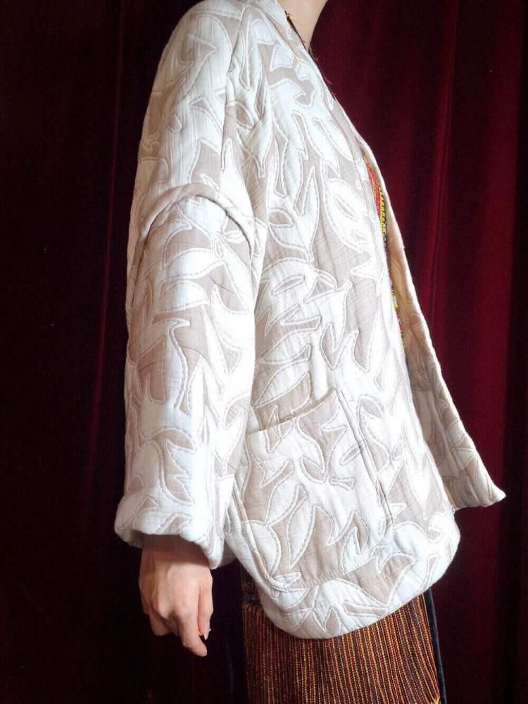 Ecru & White Floral Padding Gown