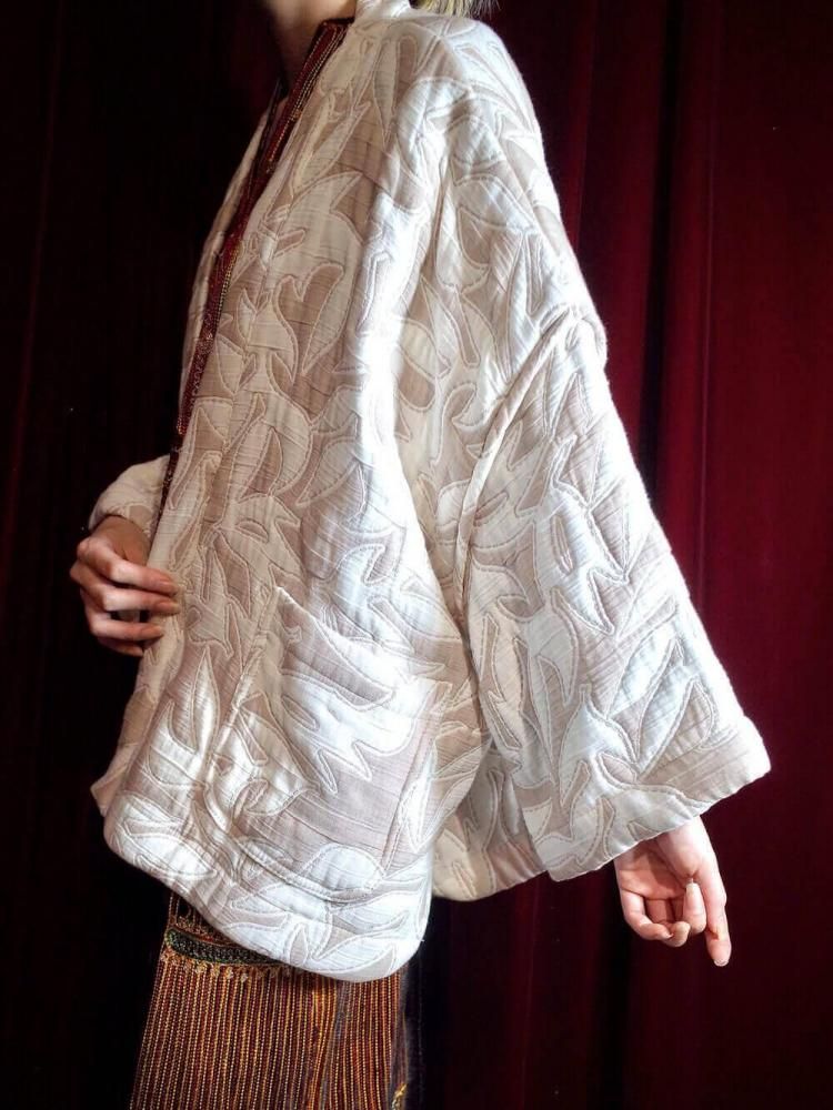 Ecru & White Floral Padding Gown