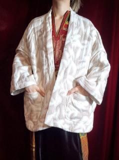 Ecru & White Floral Padding Gown