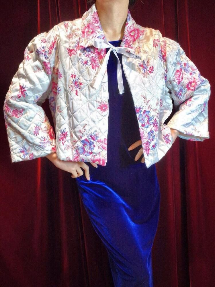 c.1950~60s Floral Quilting Bed Jacket