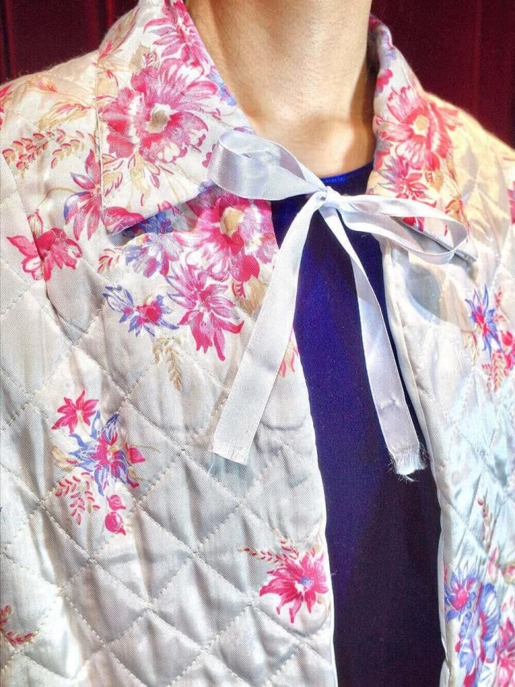 c.1950~60s Floral Quilting Bed Jacket