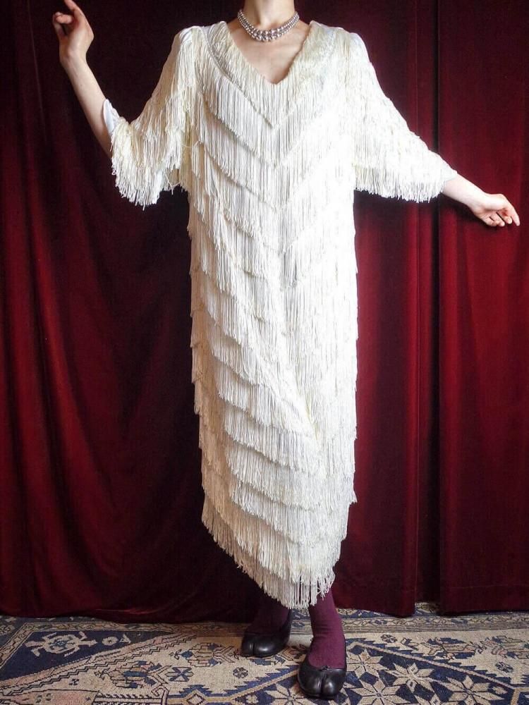White Fringe Dress
