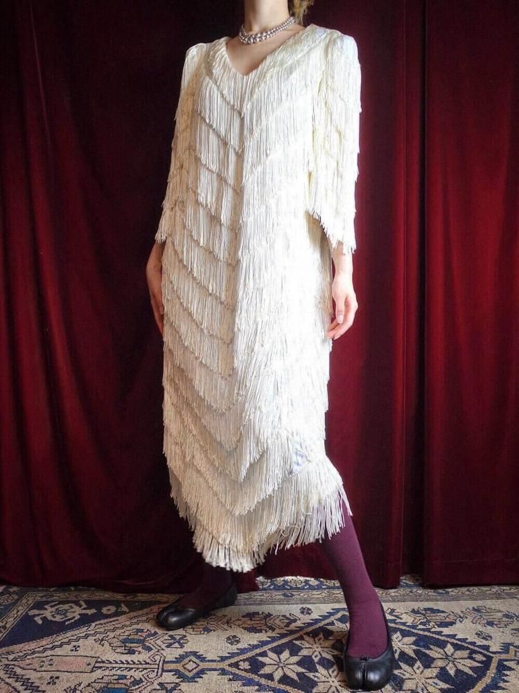White Fringe Dress