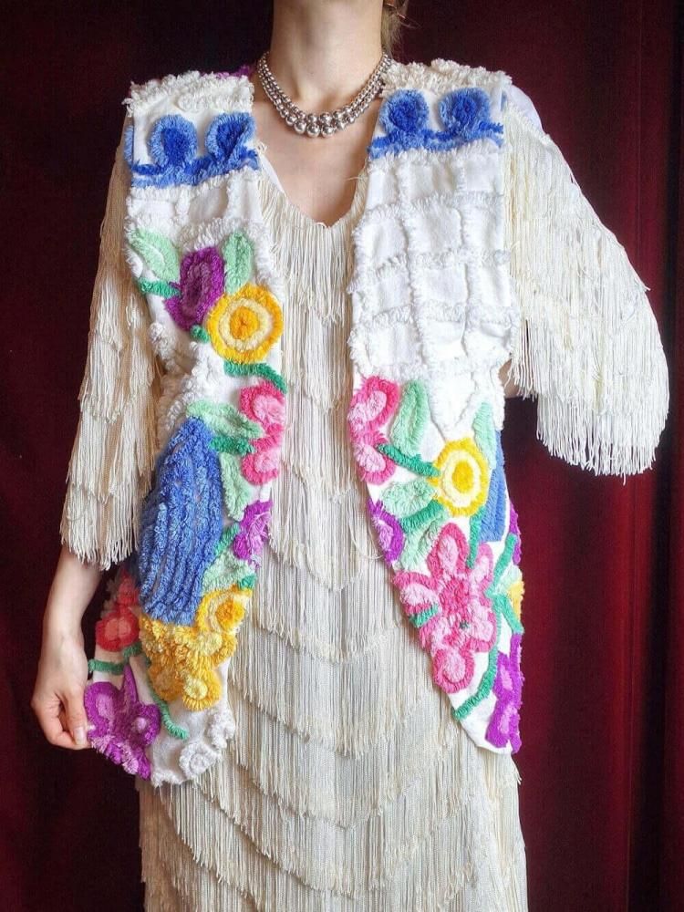 Floral Chenille Vest