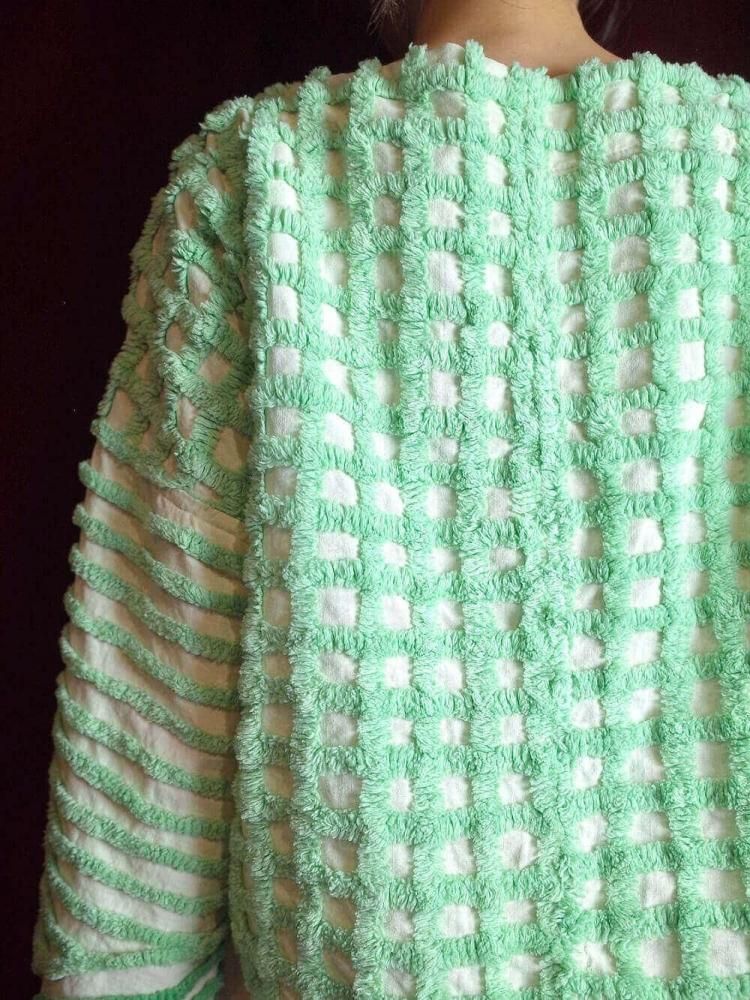 Light Green Floral Chenille Tops