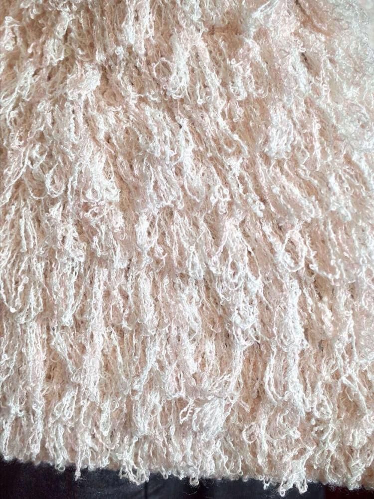 c.1960~70s Pale Pink Shaggy Fringe Knit Jacket