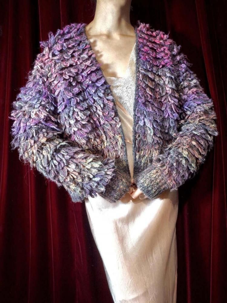 Gradation Loop Fringe Shaggy Knit Cardigan