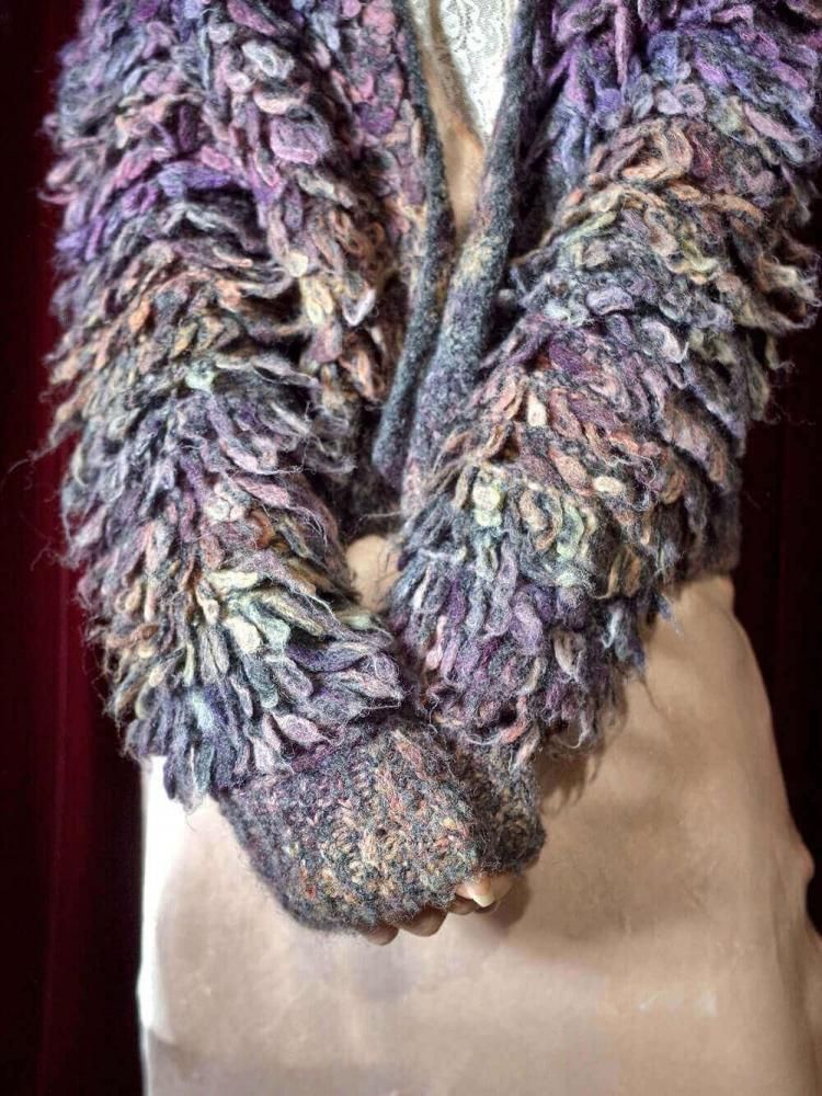 Gradation Loop Fringe Shaggy Knit Cardigan