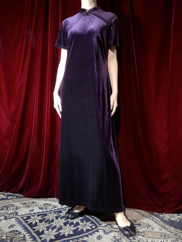 Deep Purple Velvet China Dress