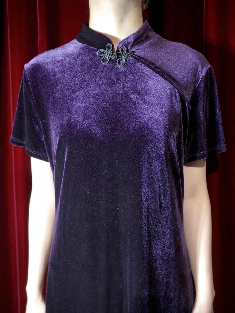 Deep Purple Velvet China Dress