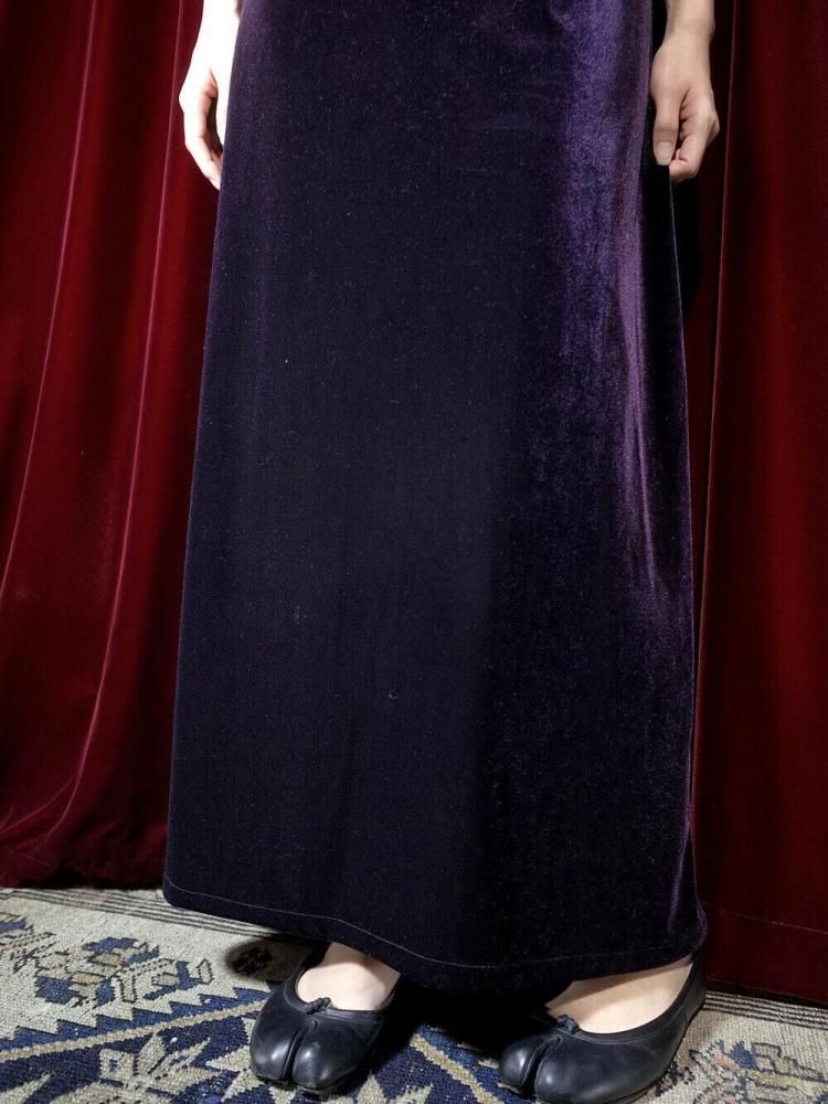 Deep Purple Velvet China Dress