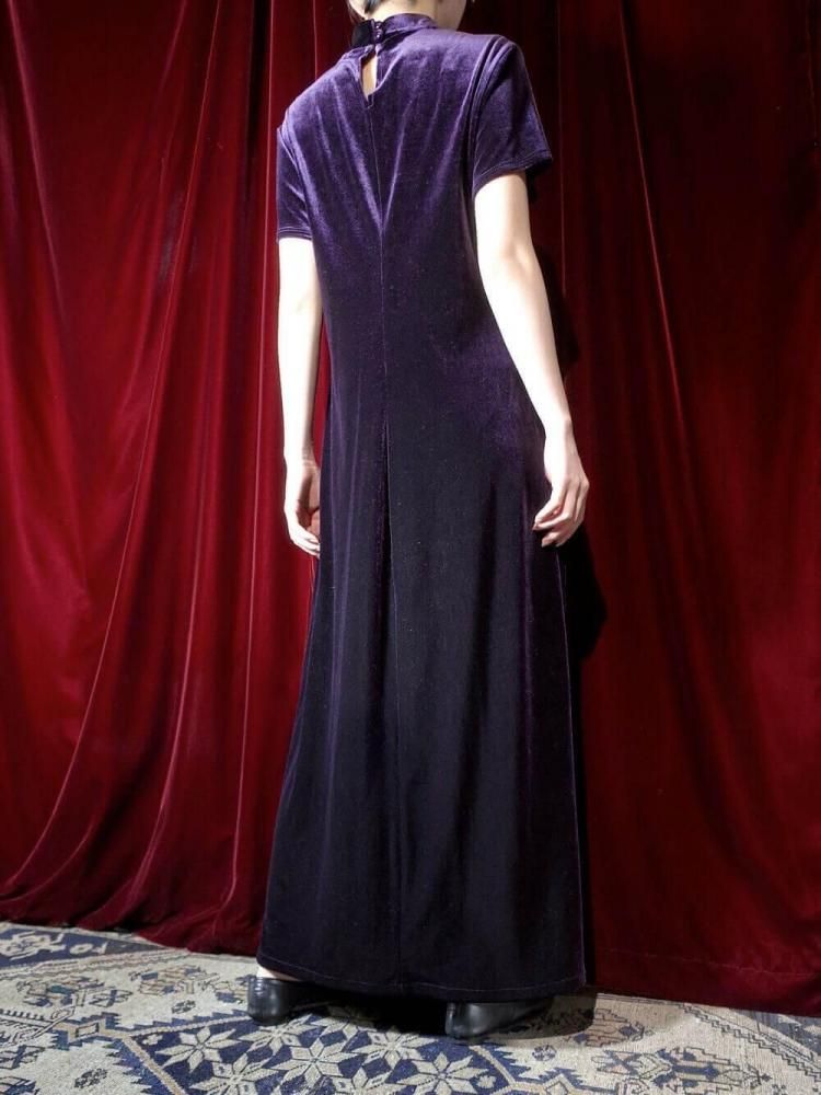 Deep Purple Velvet China Dress