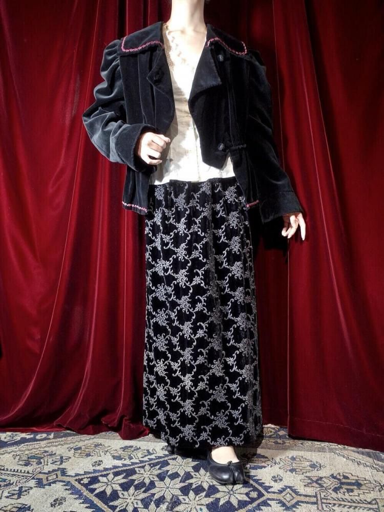 1940~50s Puff Sleeves & Peplum Velvet Jacket