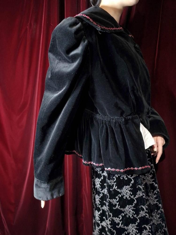 1940~50s Puff Sleeves & Peplum Velvet Jacket