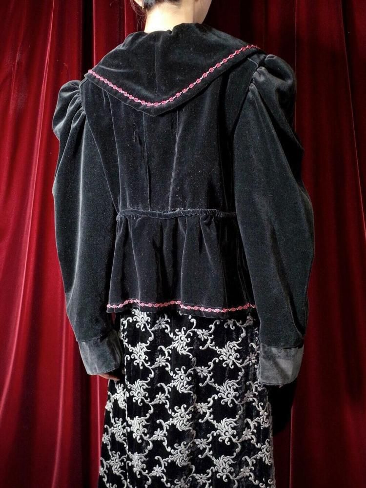 1940~50s Puff Sleeves & Peplum Velvet Jacket