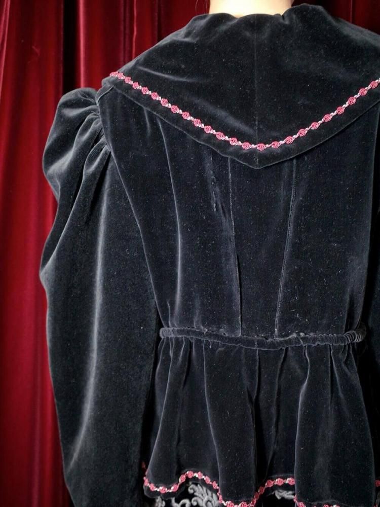 1940~50s Puff Sleeves & Peplum Velvet Jacket