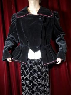 1940~50s Puff Sleeves & Peplum Velvet Jacket