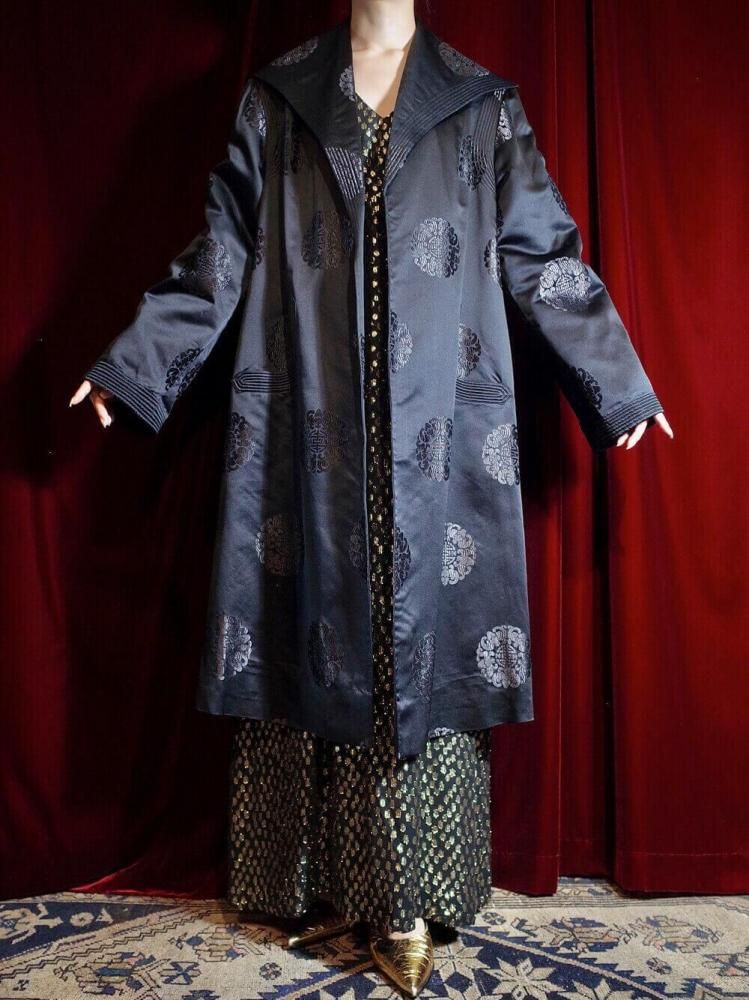 c.1950s China Brocade Black Silk Coat