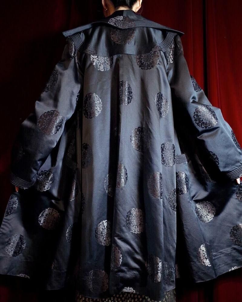 c.1950s China Brocade Black Silk Coat