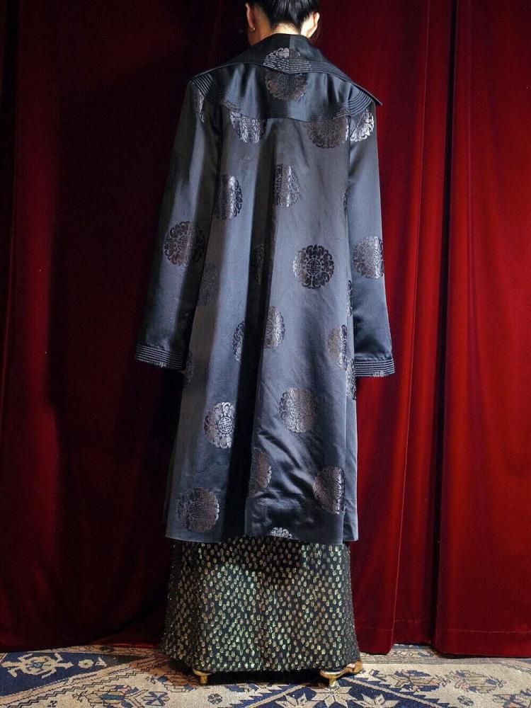 c.1950s China Brocade Black Silk Coat