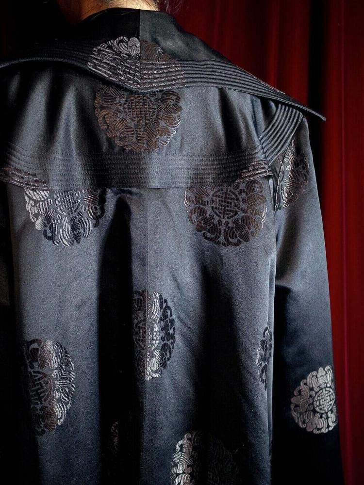 c.1950s China Brocade Black Silk Coat