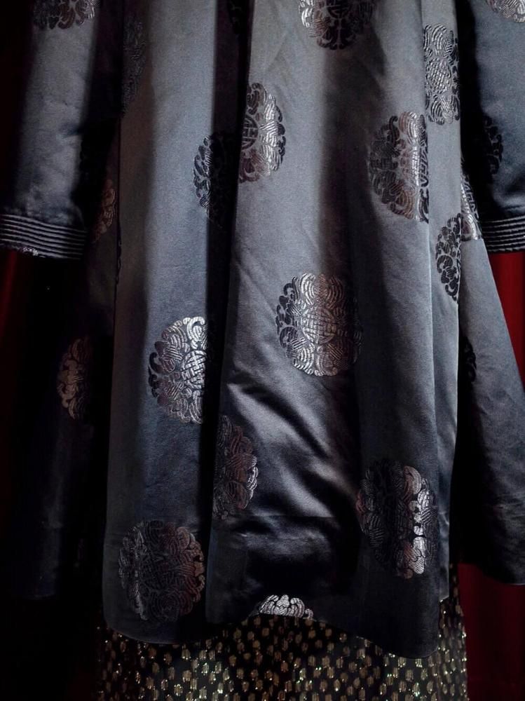 c.1950s China Brocade Black Silk Coat