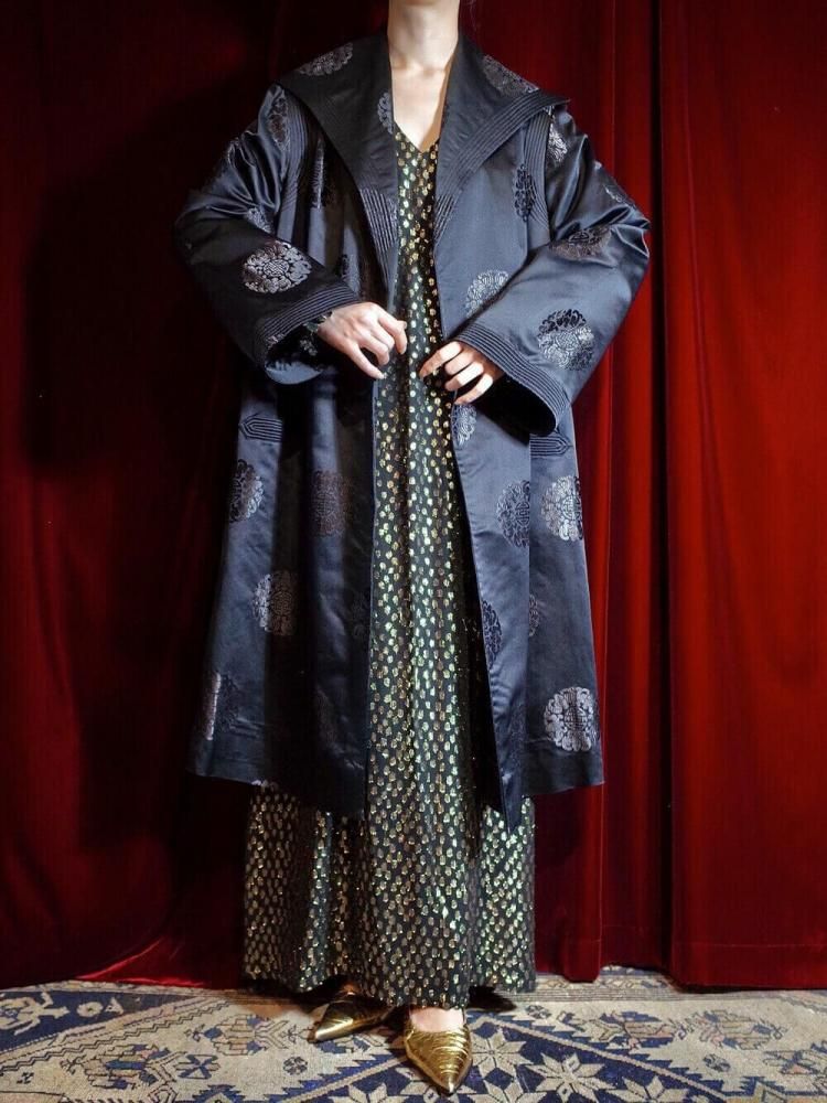 c.1950s China Brocade Black Silk Coat